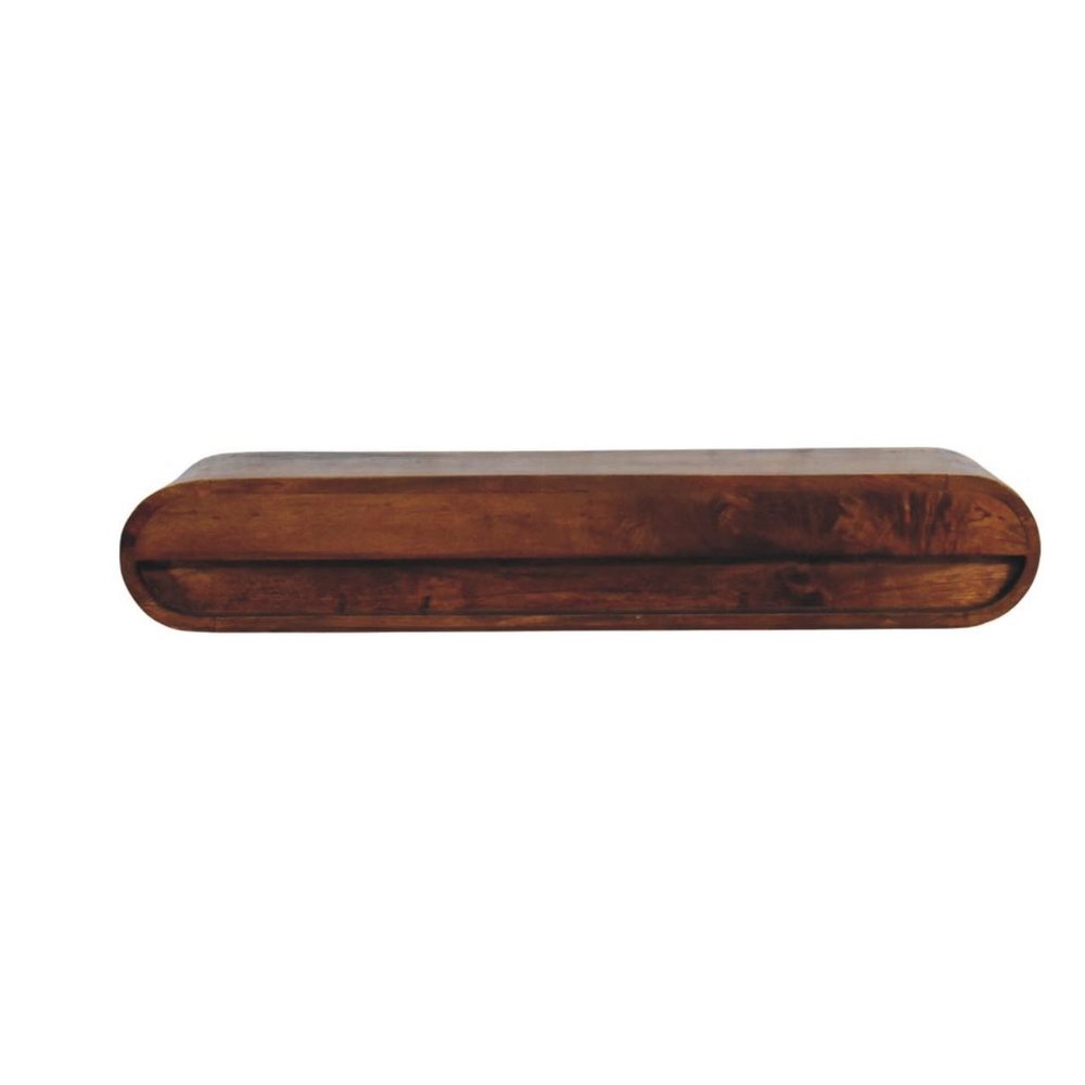 36" Chestnut Solid Wood Floating Wall Mount Console Table With Shelf