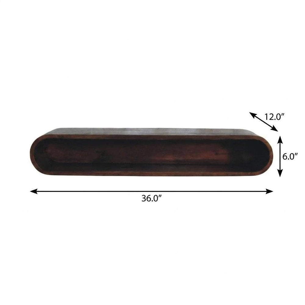 36" Chestnut Solid Wood Floating Wall Mount Console Table With Shelf