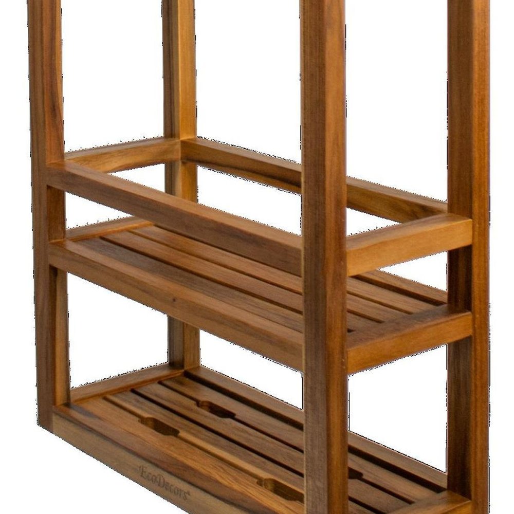 12" Natural Solid Wood Wall Mounted Bathroom Shelves