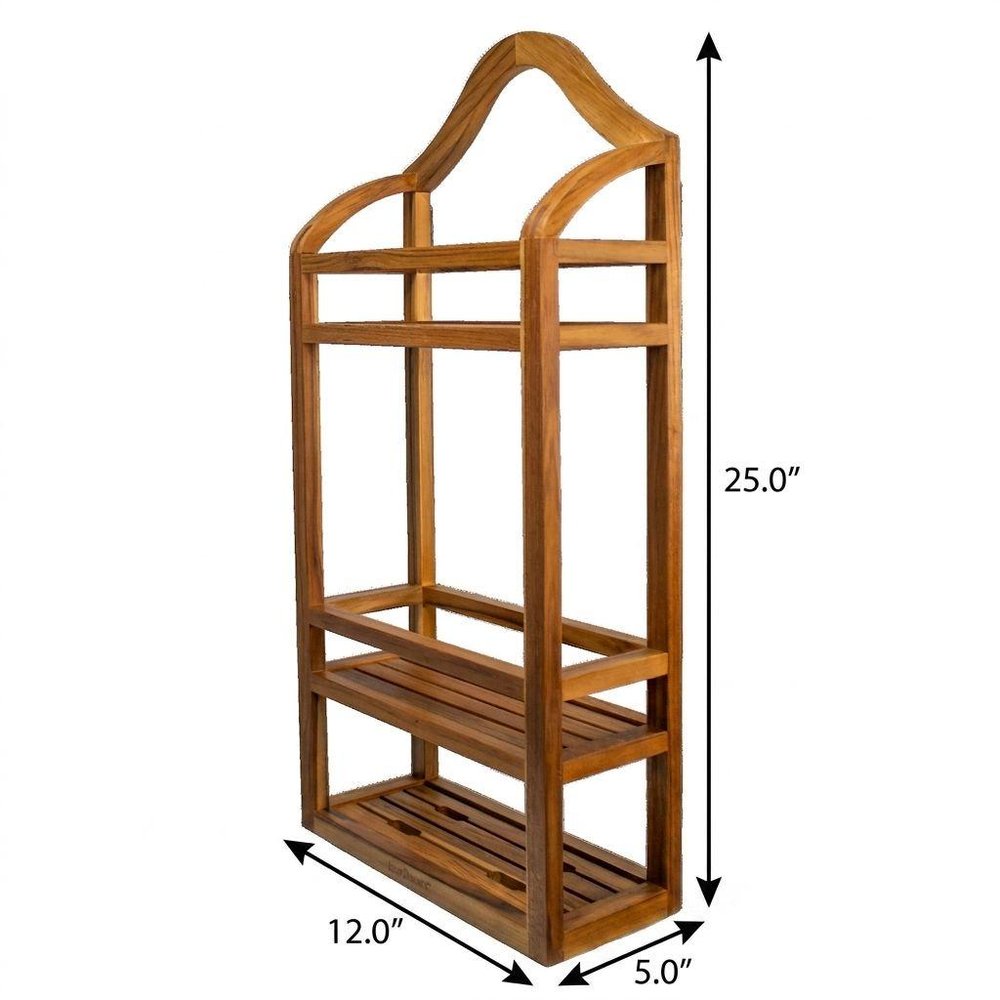12" Natural Solid Wood Wall Mounted Bathroom Shelves