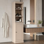 17" Beige Solid Wood Raised Panel Single Door Linen Cabinet