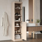 17" Beige Solid Wood Raised Panel Single Door Linen Cabinet