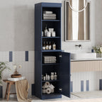 17" French Blue Solid Wood Raised Panel Single Door Linen Cabinet