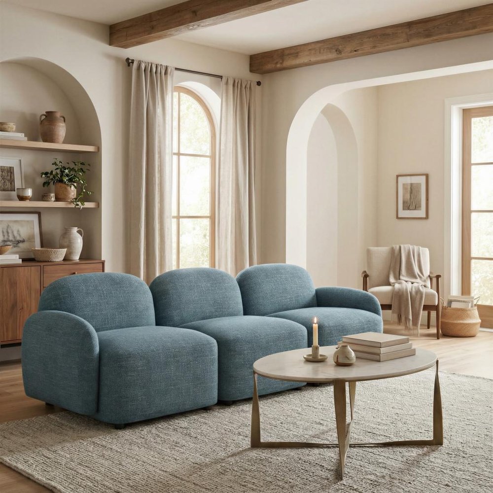 101" Blue Upholstered Modular Sofa
