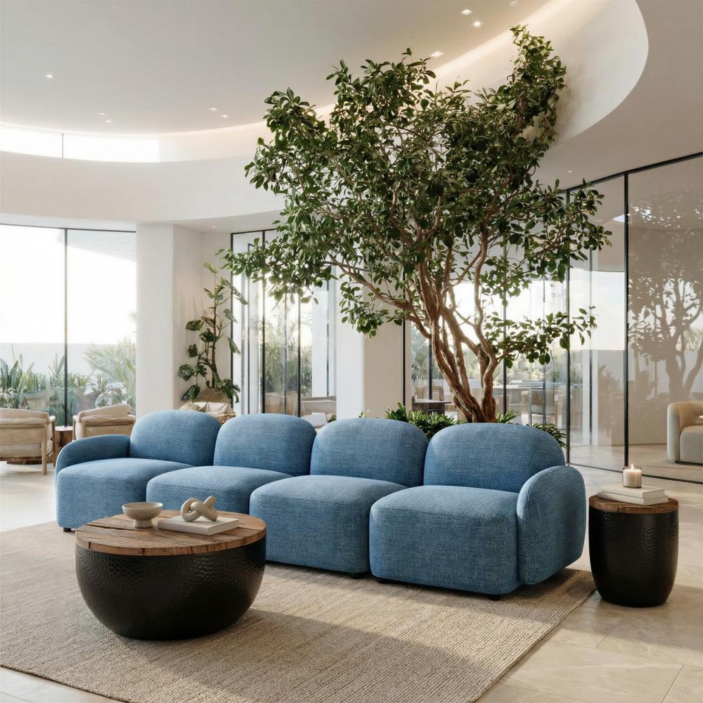 101" Blue Upholstered Modular Sofa