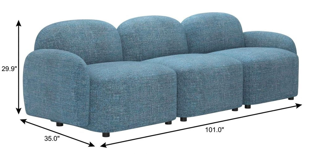 101" Blue Upholstered Modular Sofa