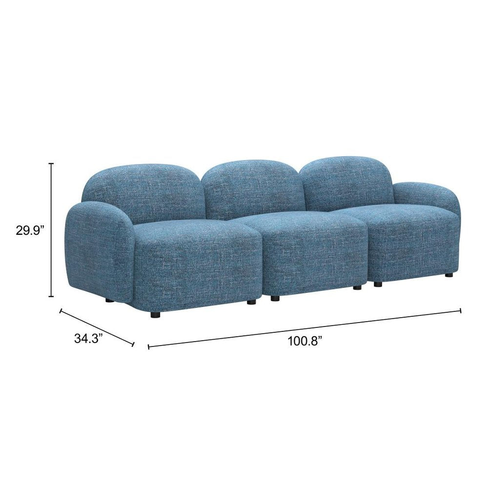 101" Blue Upholstered Modular Sofa