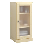 17" Yellow Solid Wood Glass Panel Inlay Single Door Linen Cabinet