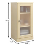 17" Yellow Solid Wood Glass Panel Inlay Single Door Linen Cabinet