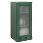 17" Green Solid Wood Glass Panel Inlay Single Door Linen Cabinet