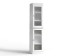 17" White Solid Wood Glass Panel Inlay Double Door Linen Cabinet