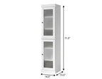 17" White Solid Wood Glass Panel Inlay Double Door Linen Cabinet