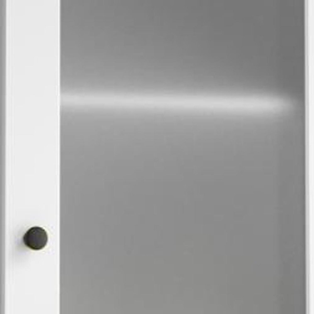 17" White Solid Wood Glass Panel Inlay Double Door Linen Cabinet