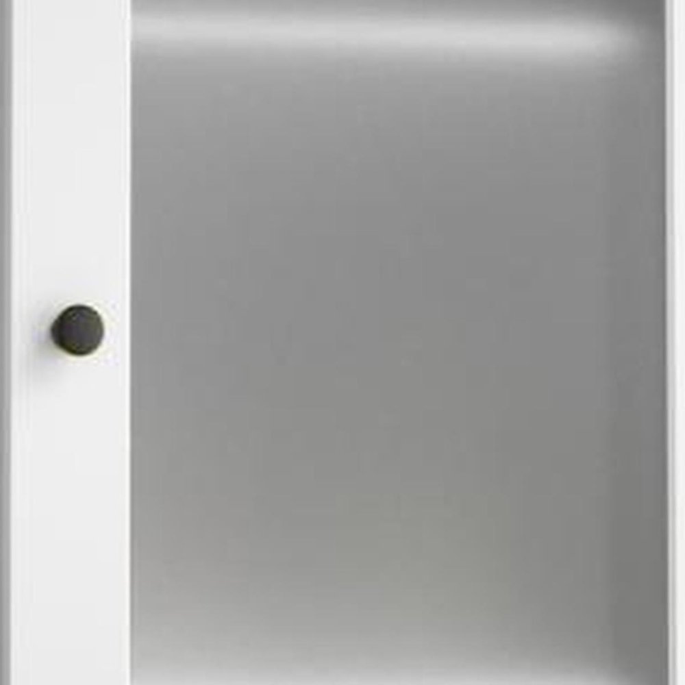 17" White Solid Wood Glass Panel Inlay Double Door Linen Cabinet