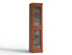 17" Coffee Solid Wood Glass Panel Inlay Double Door Linen Cabinet