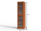 17" Coffee Solid Wood Glass Panel Inlay Double Door Linen Cabinet