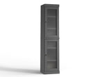 17" Gray Solid Wood Glass Panel Inlay Double Door Linen Cabinet