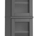 17" Gray Solid Wood Glass Panel Inlay Double Door Linen Cabinet