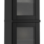 17" Black Solid Wood Glass Panel Inlay Double Door Linen Cabinet
