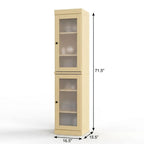 17" Yellow Solid Wood Glass Panel Inlay Double Door Linen Cabinet