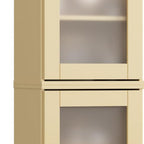 17" Yellow Solid Wood Glass Panel Inlay Double Door Linen Cabinet