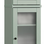 17" Sage Solid Wood Glass Panel Inlay Double Door Linen Cabinet