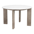 48" White Sintered Stone And Aluminum Round Top Dining Table