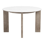 48" White Sintered Stone And Aluminum Round Top Dining Table