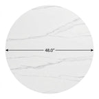 48" White Sintered Stone And Aluminum Round Top Dining Table