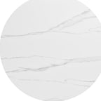 48" White Sintered Stone And Aluminum Round Top Dining Table