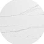 48" White Sintered Stone And Aluminum Round Top Dining Table