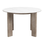 48" White Sintered Stone And Aluminum Round Top Dining Table