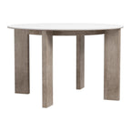 48" White Sintered Stone And Aluminum Round Top Dining Table