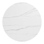 48" White Sintered Stone And Aluminum Round Top Dining Table