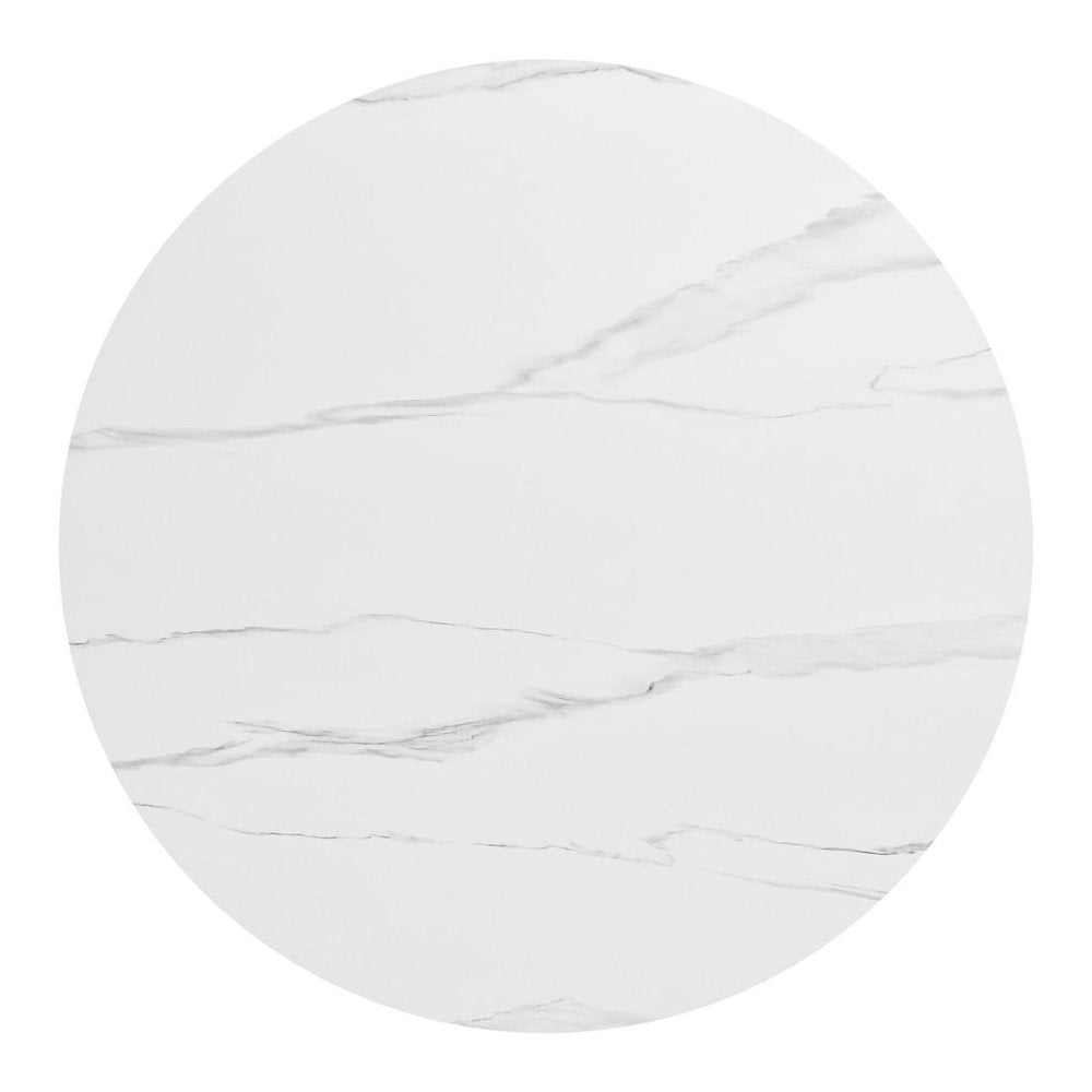 48" White Sintered Stone And Aluminum Round Top Dining Table