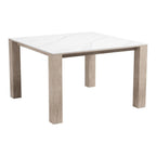 48" White Sintered Stone And Aluminum Square Dining Table