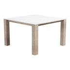 48" White Sintered Stone And Aluminum Square Dining Table