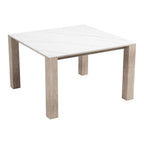 48" White Sintered Stone And Aluminum Square Dining Table