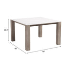 48" White Sintered Stone And Aluminum Square Dining Table