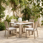 48" White Sintered Stone And Aluminum Square Dining Table