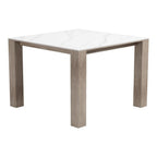 48" White Sintered Stone And Aluminum Square Dining Table
