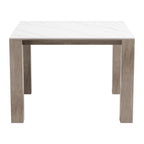 48" White Sintered Stone And Aluminum Square Dining Table
