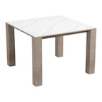 48" White Sintered Stone And Aluminum Square Dining Table