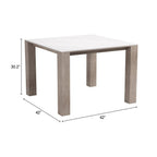 48" White Sintered Stone And Aluminum Square Dining Table