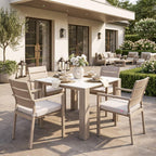 48" White Sintered Stone And Aluminum Square Dining Table