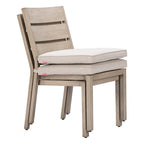 Set of Two Gray And Natural Slipcovered Olefin And Aluminum Slat Back Dining Side Chairs
