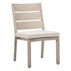 Set of Two Gray And Natural Slipcovered Olefin And Aluminum Slat Back Dining Side Chairs