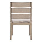 Set of Two Gray And Natural Slipcovered Olefin And Aluminum Slat Back Dining Side Chairs