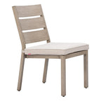 Set of Two Gray And Natural Slipcovered Olefin And Aluminum Slat Back Dining Side Chairs