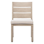 Set of Two Gray And Natural Slipcovered Olefin And Aluminum Slat Back Dining Side Chairs